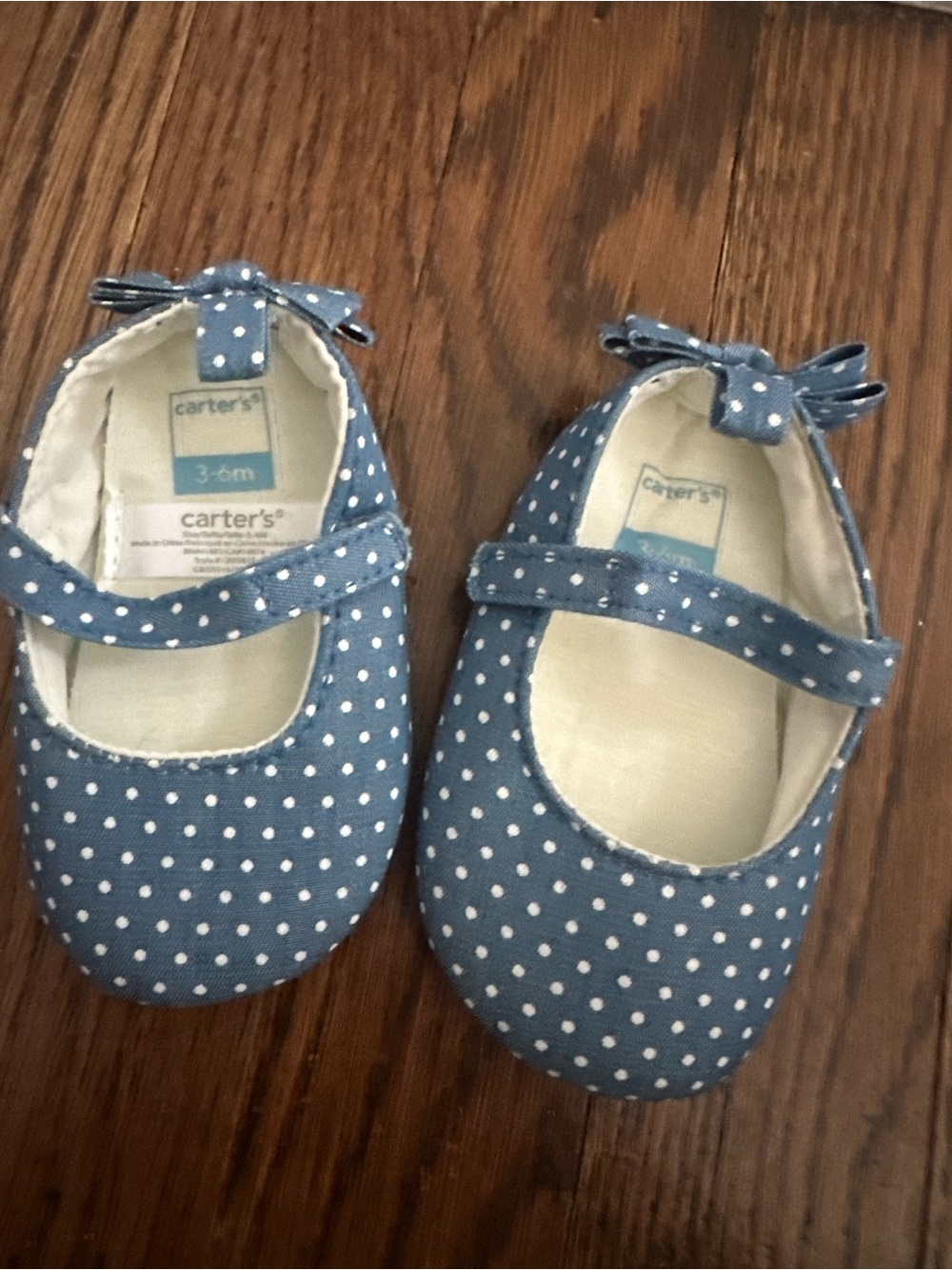 Carter's Blue Polka Dot Infant Mary Jane Shoes with Bow